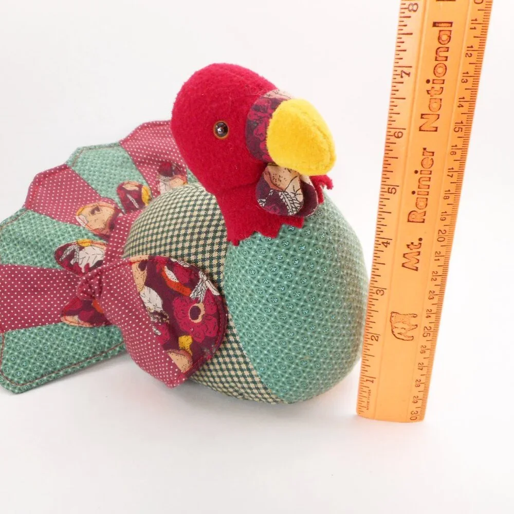 Vintage Gibson Greetings Thanksgiving Stuffed Turkey Calico Crafts 1990's Plush